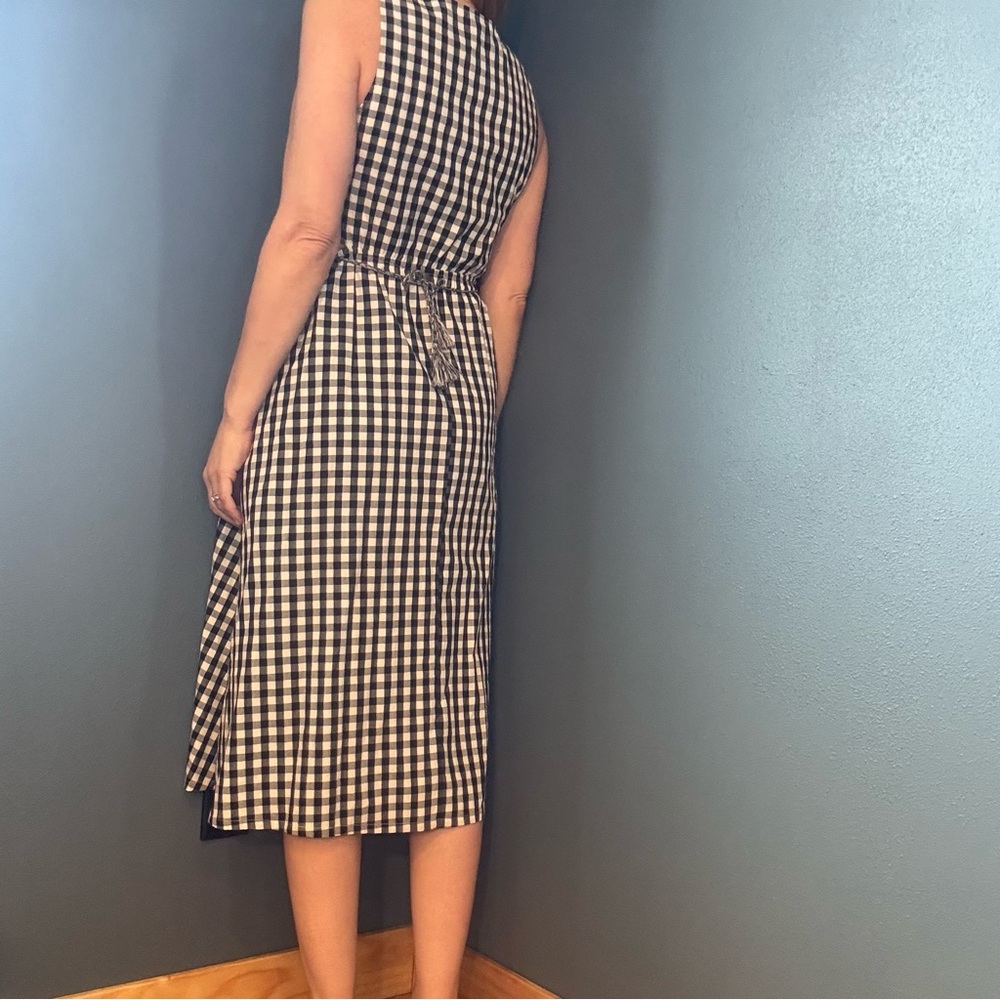 Black and White Gingham Side Cut Out Sleeveless Midi Dress size Small - Picture 4 of 11